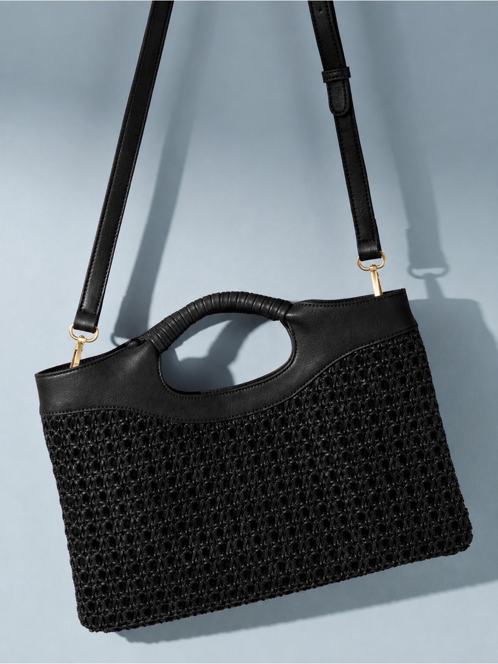 Anthropologie Black Woven Crossbody Bag